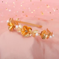 bride metal flower design crown korean pearl headband hairwear inlaid crystal air jewelry wedding crown jewelry