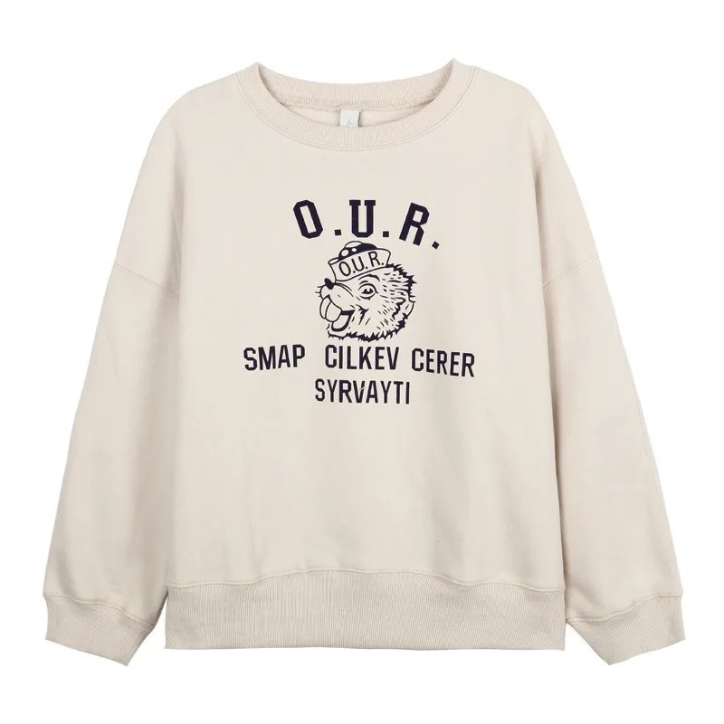 

Autumn Winter Sweatshirt Women Cartoon Pattern Print Brushed Hoody Korean-Style Casual Loose Hoodie Sleeves Stylish Comfortable