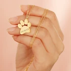 Ожерелье в виде медвежьей лапы, персонализированное название, ожерелье из нержавеющей стали с гравировкой, табличкой, собакой, кошкой, ножом, ожерелье, модные ювелирные изделия