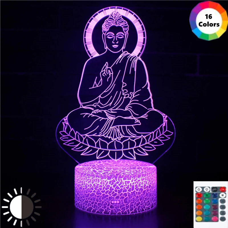 Lakshmi Lotus Lamp 3D India Goddess Of Wealth Room Setup Decoration RGB Night Light Fancy Fengshui LED Bedroom Buddhism Decor