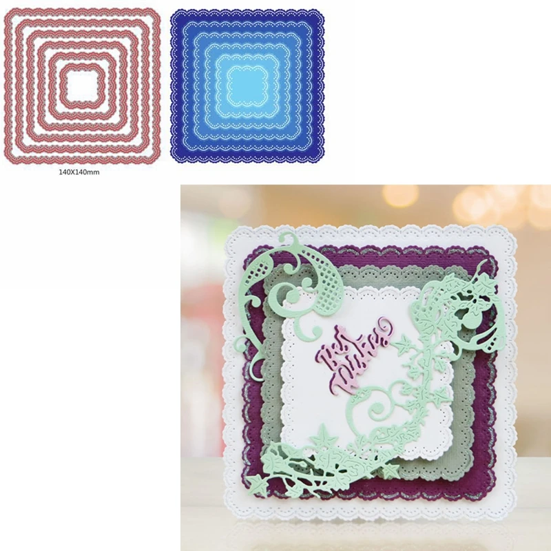 

Lacework Square Frame Die Cuts For Cards Making Varisized Overlapped Frame dies scrapbooking metal cutting dies new 2019