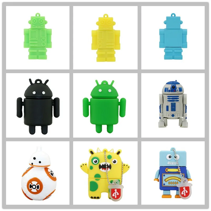 Реальная емкость флеш-накопитель мультфильм милый Android Робот 4 Гб 8G16GB USB флеш-накопитель Забавный BB8 Монстр карта памяти Флешка подарки