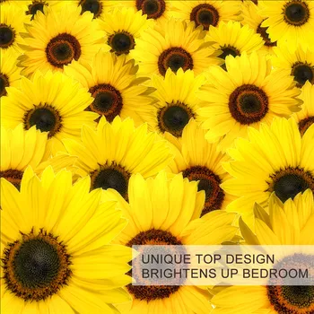 BlessLiving Flowers Duvet Cover Set Sunflower Blossoms Bedclothes 3D Printed Floral Bedding Set 3-Piece Stylish Quilt Cover 3
