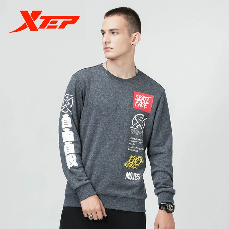 882329059353 Xtep мужские толстовки осенний спортивный свитер уличная Модная брендовая