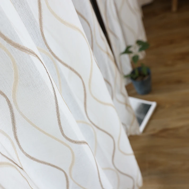 Украшенная цветными полосами тюлевые занавески для окна Гостиная Кухня