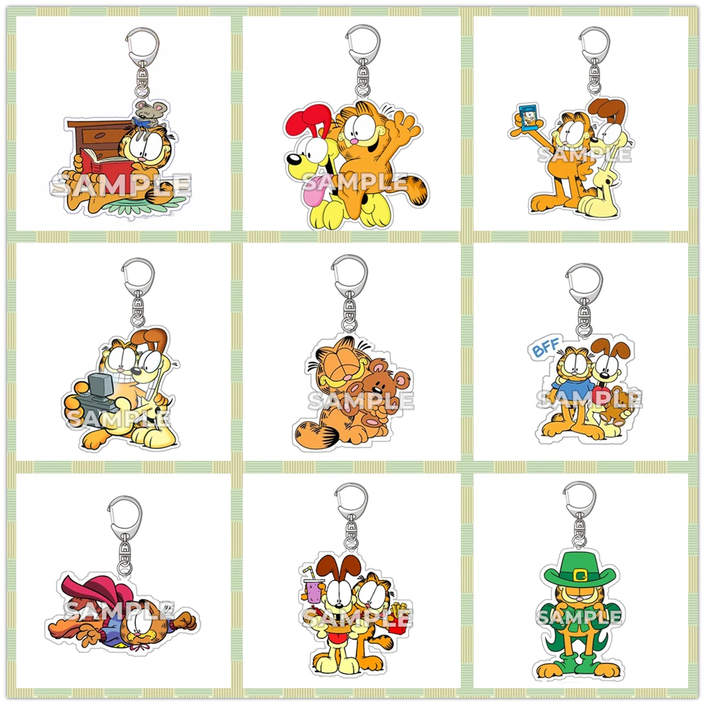 Забавный мультяшный брелок Garfield двусторонний для косплея акриловый кулон женщин