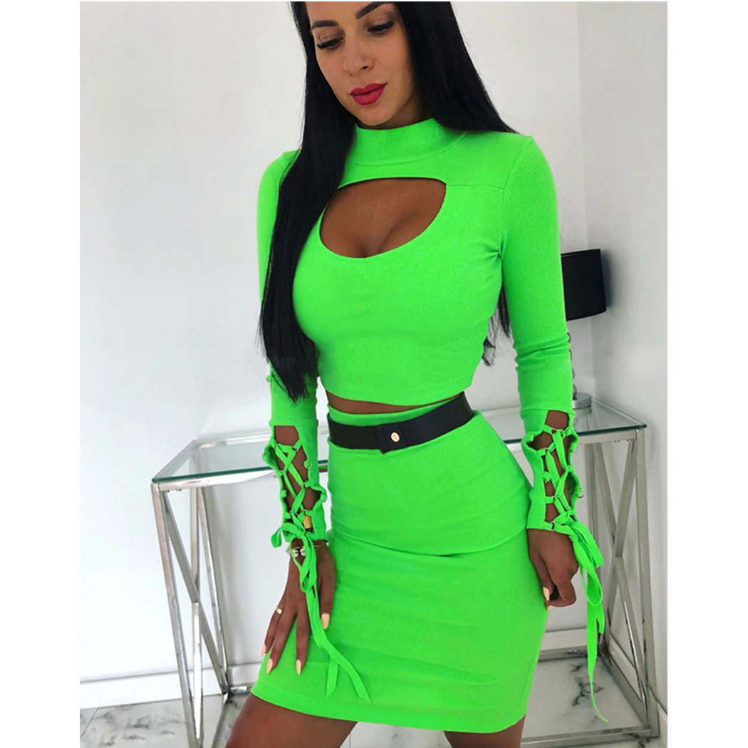 Вечерние клубные платья повседневные женские комплекты из двух предметов тонкая