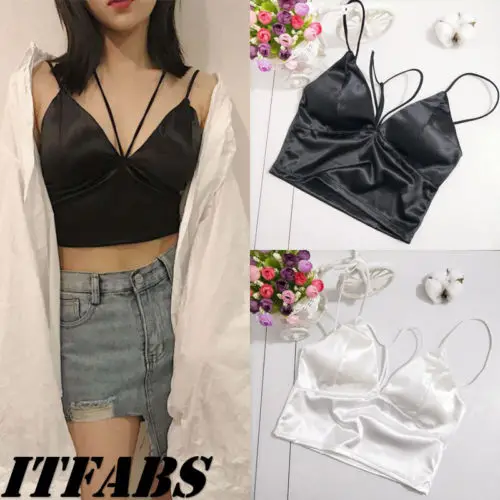 

Hot Sale Women Vest Crop Top Camis Ladies Party Cotton Strappy Bralette Bra Bustier Tank Top