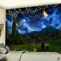 star moon night van gogh tapestry wall boho home decor decoration hanging yoga mat rug home decor christmas decorations 2021