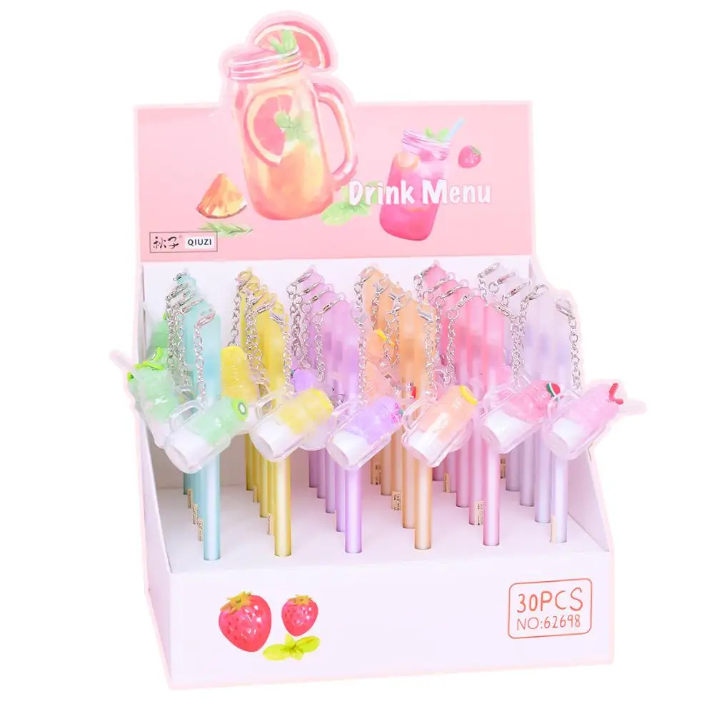 

30 pcs/lot Creative fruit juice Pendant Gel Pen Kawaii 0.5mm black ink Signature Pens office school writing supplies gift