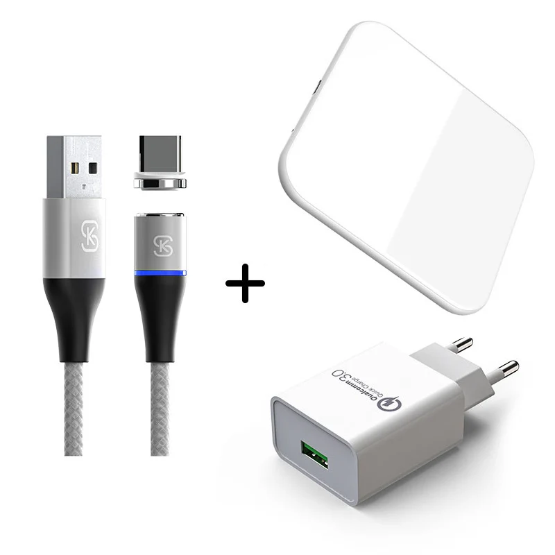Wireless charger Android Зарядные устройства адаптер телефона для iphone USB type C ЕС вилка Магнитный кабель быстрой зарядки SIKAI QC 3,0 9 В 2A 12 В 1.5A 5 в 3A 4,0 - Тип штекера: Wireless charger