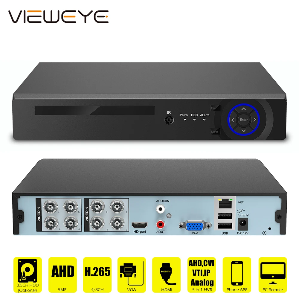 6 в 1 4 канала 8 каналов 5 МП 1080P AHD DVR видеорегистратор видеонаблюдения 3G Wi-Fi