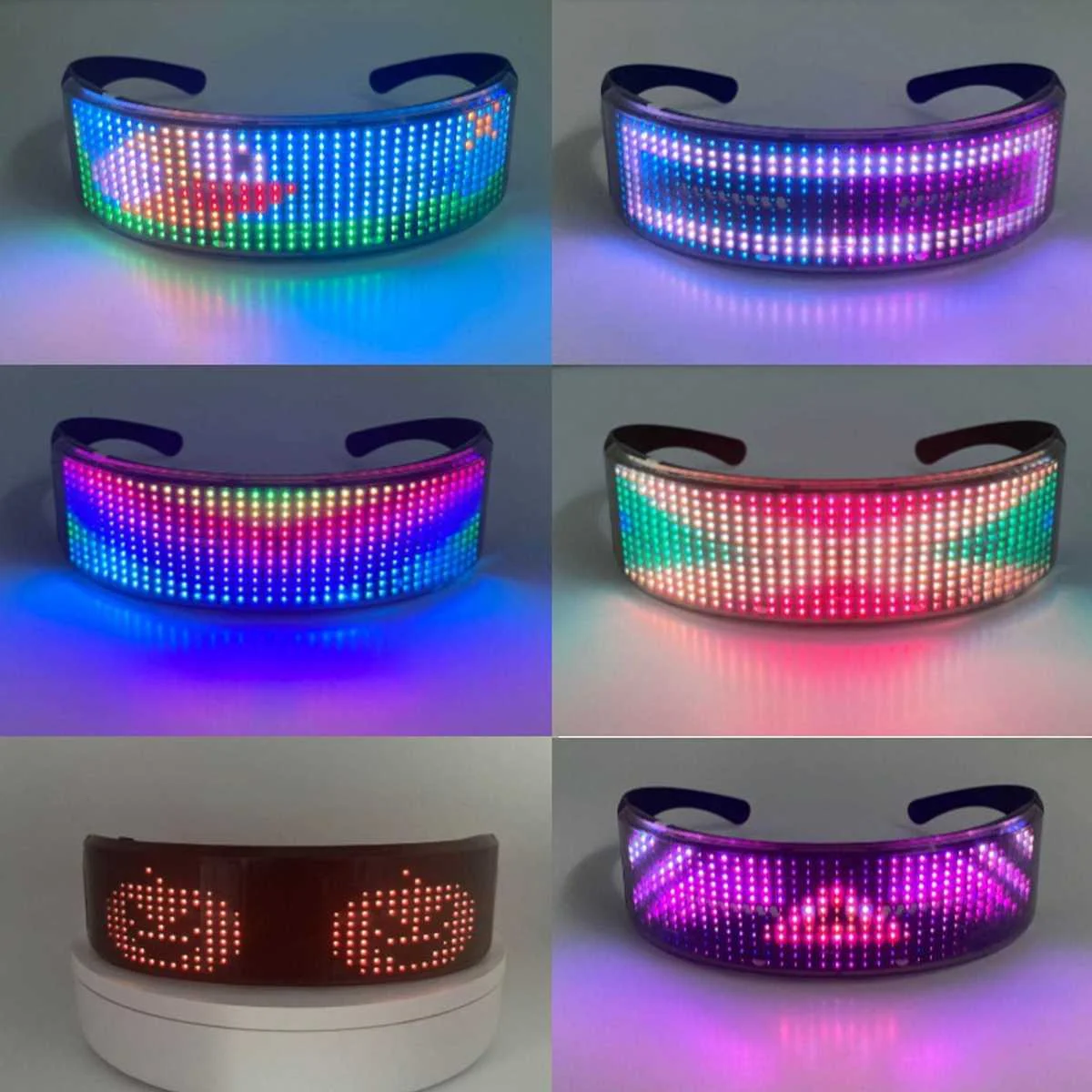 

Bluetooth DIY Magic Led Party Shining Glasses USB Charge Shield Luminous Glasses APP Control Quick Flash Full Color