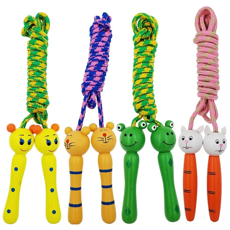 

4-Piece Children's Skipping Rope with Wooden Handle-Very Suitable for Children and Students for Outdoor Entertainment