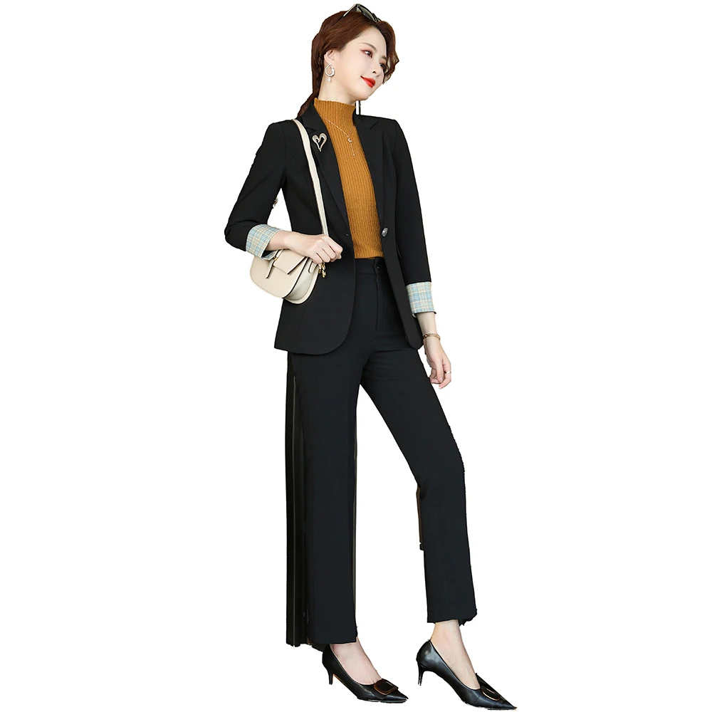 2021 New White Wine Women's Pants Suit 2 Pieces Set Formal Elegant Ladies OL Blazer Female Jacket + Trousers Plus Size S-4XL