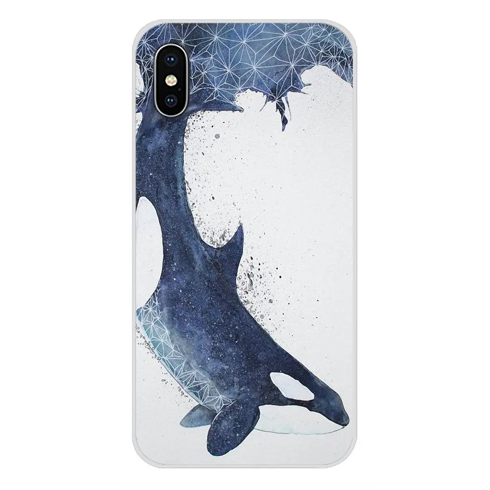 Watercolor Painting Animal Cat Whales Luxury TPU Cases For Apple iPhone X XR XS 11Pro MAX 4S 5S 5C SE 6S 7 8 Plus ipod touch 5 6 | Мобильные
