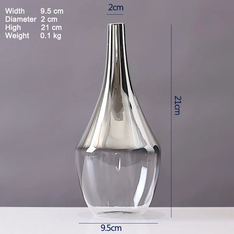 Скандинавская стеклянная ваза с серебряным градиентом высушенная для цветов