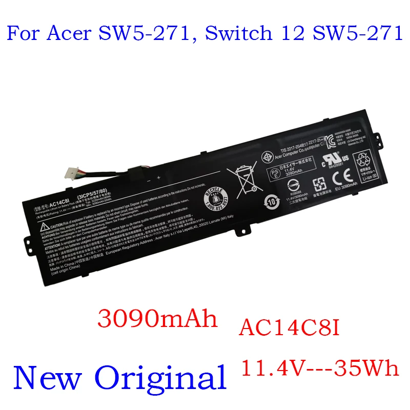 11 4 v 3090 мАч 35wh оригинальный AC14C8I Аккумулятор для ноутбука acer aspire переключатель 12 SW5