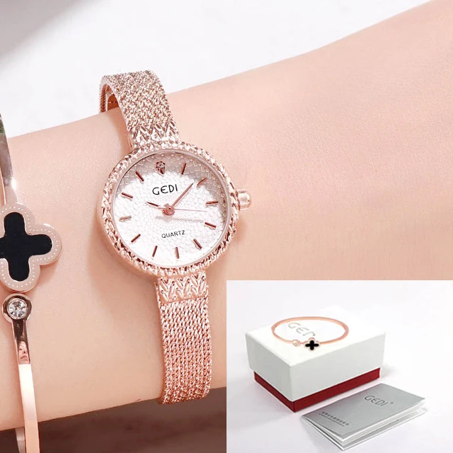 Rosegold white box GEDI, женские часы, лучший бренд, Роскошные,, розовое золото, для женщин, для девушек, женский браслет, часы, наручные часы, reloj mujer - Цвет: Rosegold white box