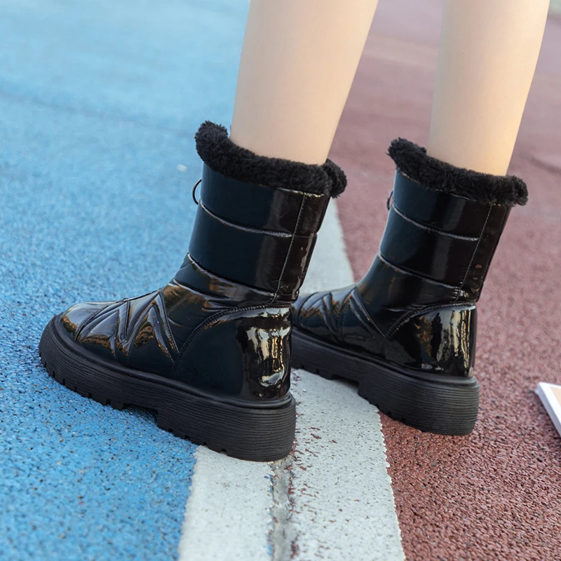 WWKK женские сапоги зимние 2019 года женская обувь из искусственной кожи теплые для