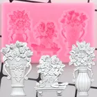 Силиконовая форма для цветочной вазы, букета инструменты для украшения тортов из мастики кекс сделай сам, топпера, сладостей, глины, шоколада формы для мастики