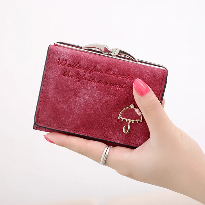 

2020 Fashion Women Wallet Letter Pattern Nubuck Lovely Umbrella Short Wallet Card Holder Women Purse Coin Purse Small Card Bags