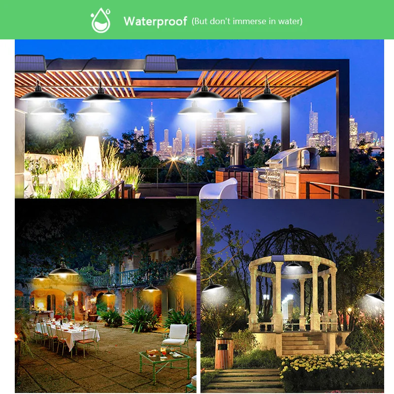 Водонепроницаемый двойной головкой Солнечный подвесной светильник на открытом