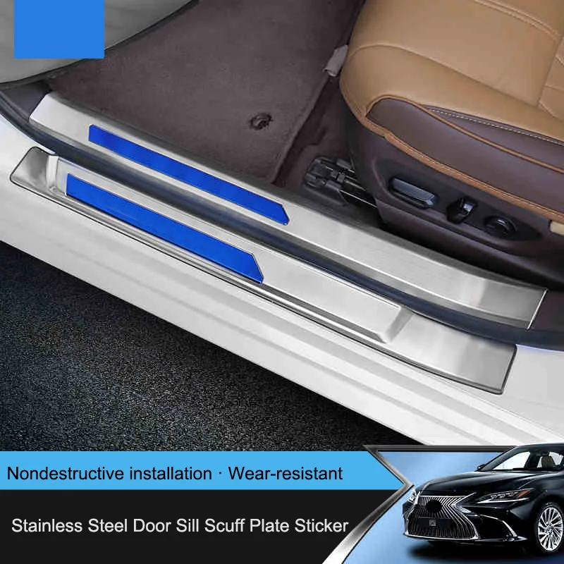 

QHCP 4PCS Car Door Sill Protector Plate Welcome Pedal Threshold Anti Scuff Stainless Steel Cover For Lexus ES200 260 2018-2022