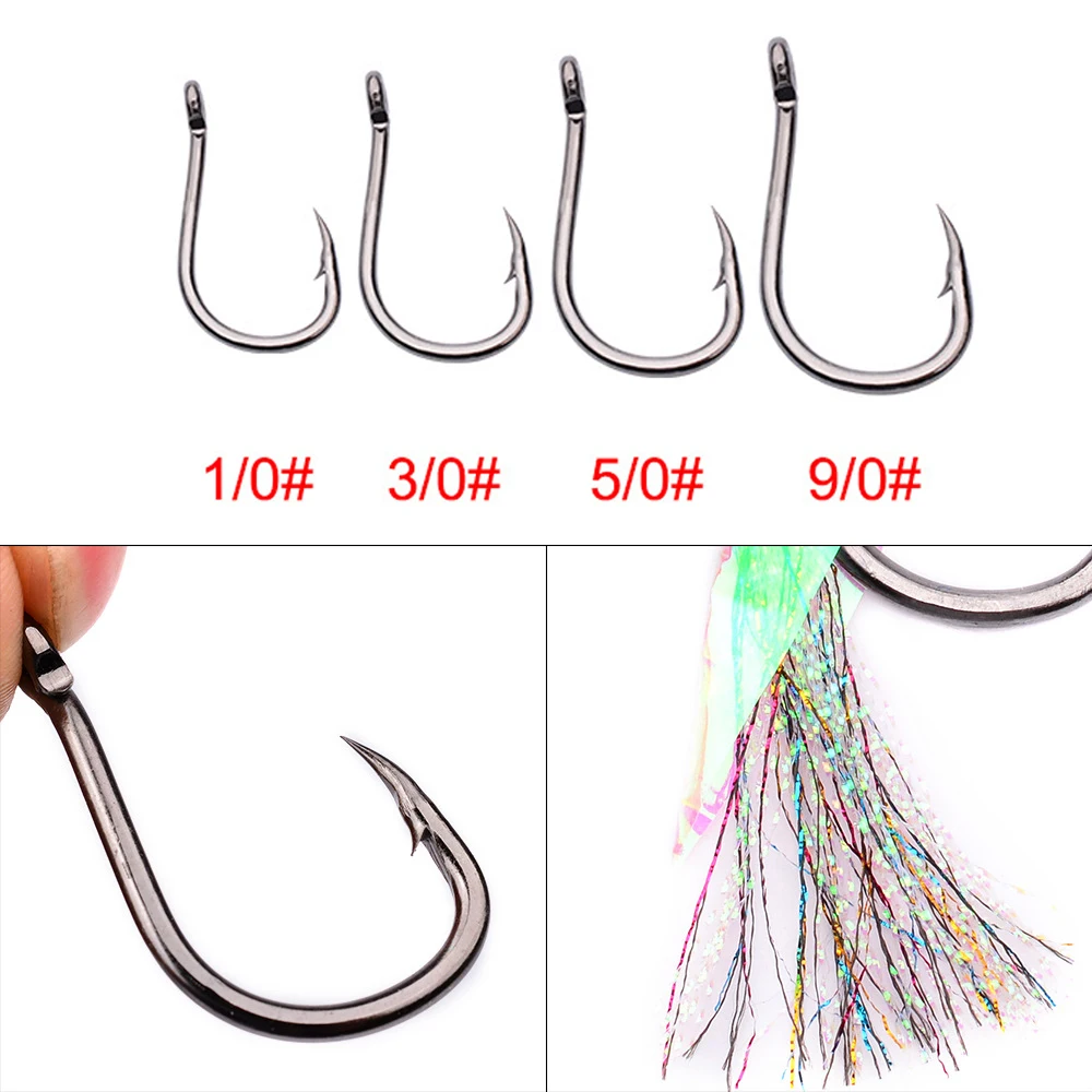 5 шт./лот одиночный крючок для джиггинга рыболовные крючки с рефракцией из перьев