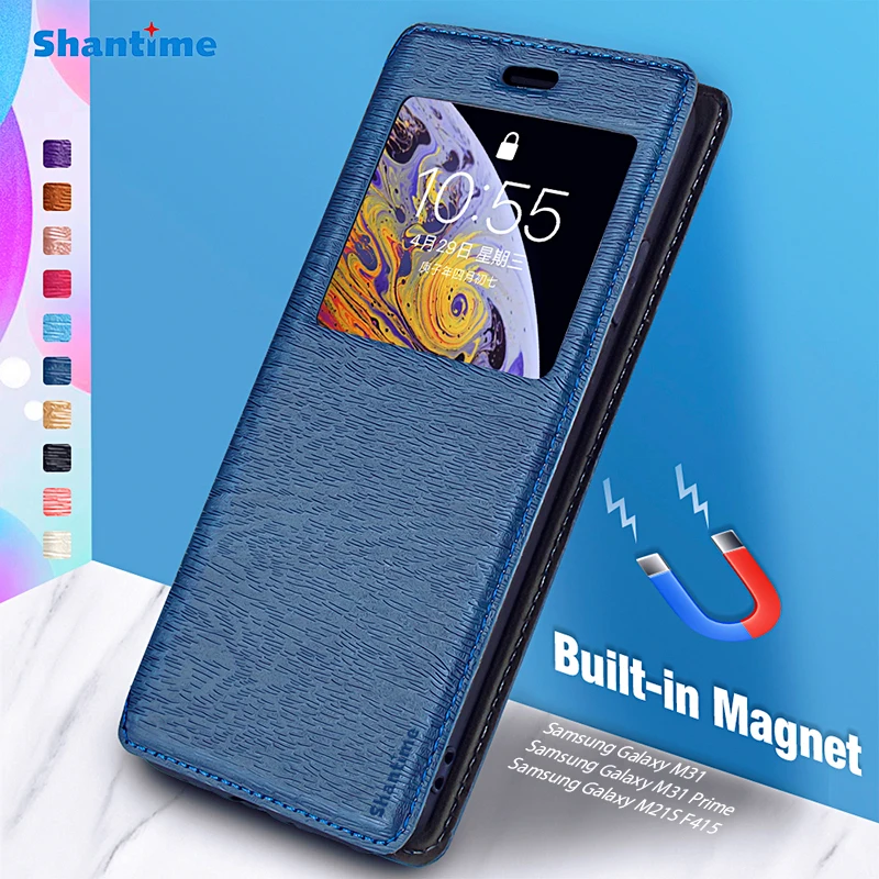 

Чехол для Samsung Galaxy M31, чехол для Samsung Galaxy M31 Prime Galaxy M21S F415, чехол с окошком, невидимый магнит и слот для карт
