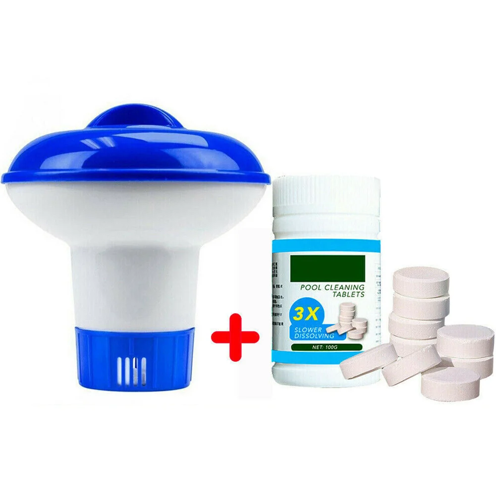 

Pool Cleaning Floating with 100g Purifier Tablets Swimming Pool Chlorine Dispenser Kit &T8