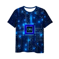 new fashion chip 3d print electronic mens womens t shirt casual style design short sleeves summer handsome tee v20