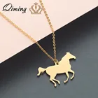 Винтажное ожерелье QIMING с бегущей лошадью, в стиле панк, для женщин и мужчин, модное золотое ожерелье с милыми животными, винтажное ожерелье