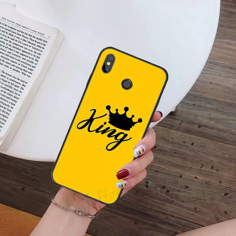 

Fashion King Queen black Phone Cases For Xiaomi Redmi 7 9t 9se k20 mi8 max3 lite 9 note 8 9s 10 pro Soft Silicone Shell Cover