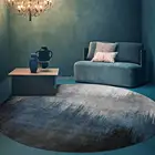 Модный современный простой синий серый черный градиентный прошитый круглый напольный коврик для гостиной спальни