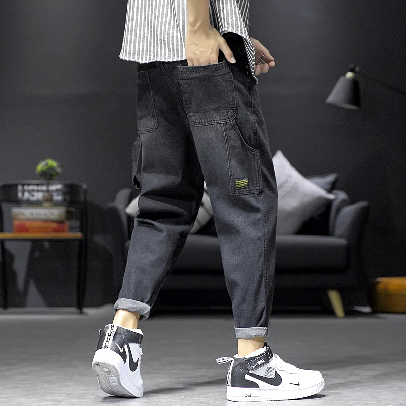 Брюки FAVOCENT осенние мужские модные хлопковые джинсы черные свободные