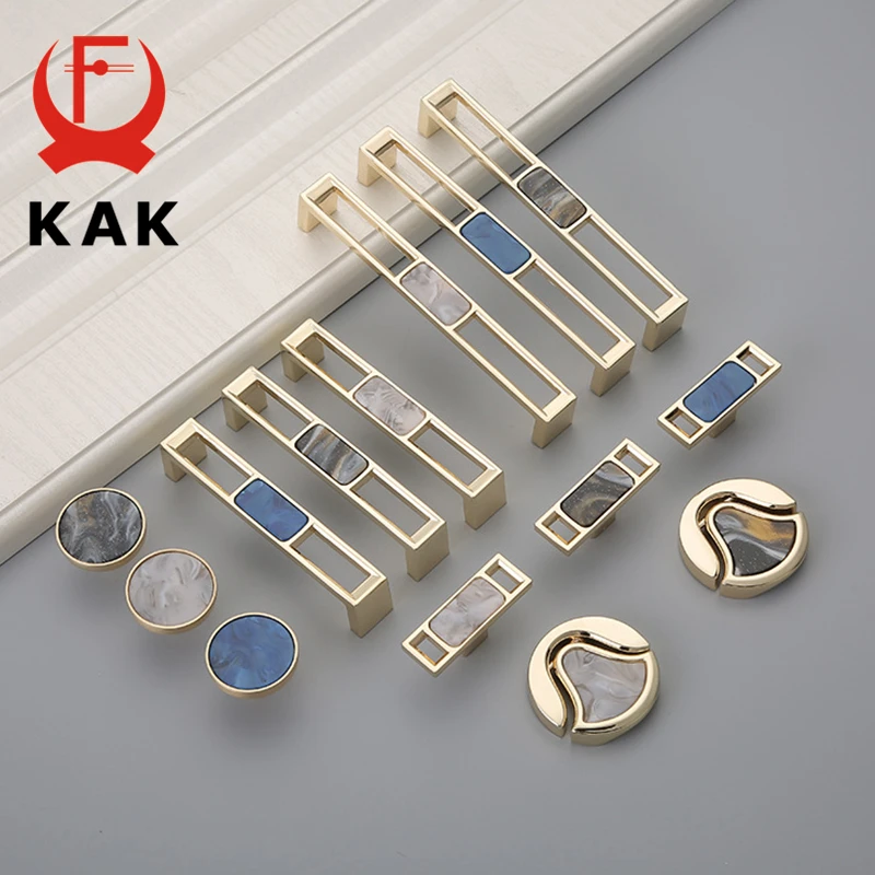 Золотая Ручка для мебели KAK из цинкового сплава ручка шкафа с черным и синим