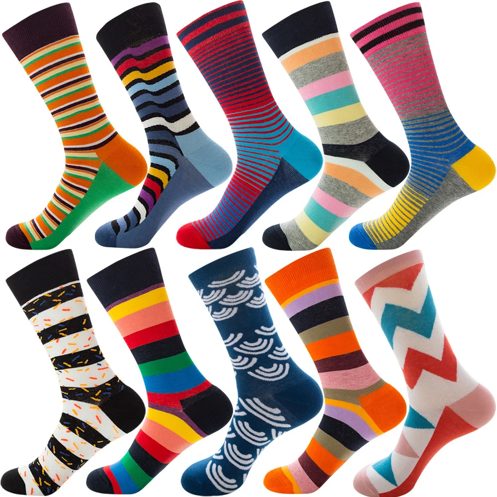 

10 Pairs of Socks Diamond-shaped Men's Socks Christmas Animal Fruit Socks Food Point Life Stripe Astronaut Various Series Socks