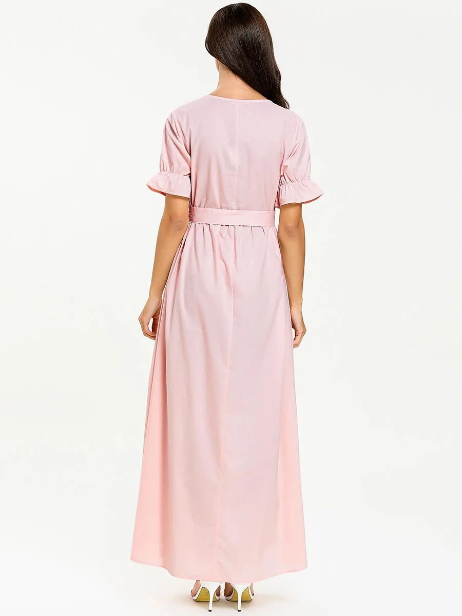 Женское мусульманское платье-Кафтан Abaya платье с объемными бантами