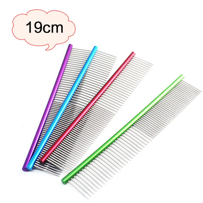 

High Quality Color Painting Pet Comb Professional Steel Grooming Comb Cleaning Hair Trimmer Brush 19cm Pet Dog Cat QE