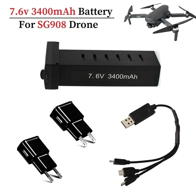 

Original 7.6V Battery With Charger Set for sg908 RC drone 7.6V 3400MAH Lipo battery accessories sg908 GPS broomless 5G Wifi PFV