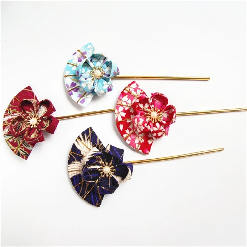 1 шт. палочка для волос с принтом сакуры в форме веера кимоно Hanfu украшение