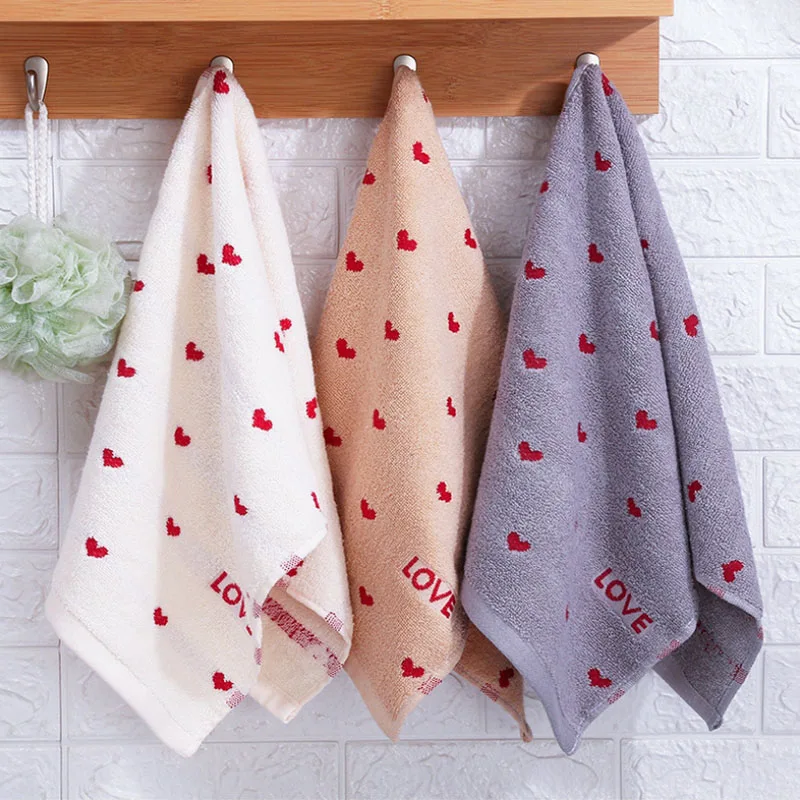 

Cotton Towel New Style Absorbent Soft Couple Heart-Shaped Gift Customized Wash Cleaning Towel