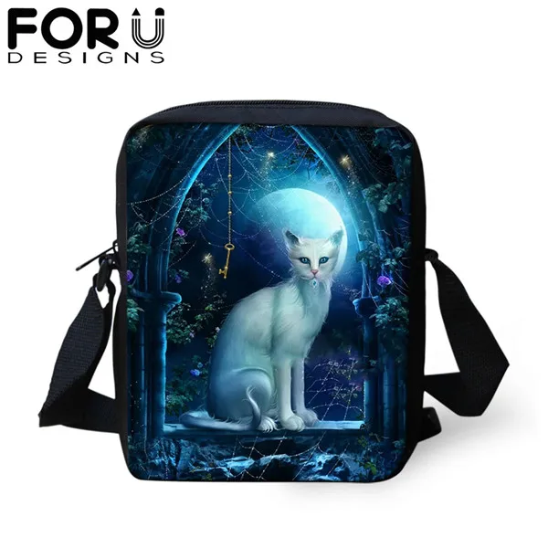 FORUDESIGNS/сумка-мессенджер с мультяшным готическим котом для девочки-подростка, новинка, сумка на плечо для женщин и детей, мини-сумка через плечо, кошелек - Цвет: CDGX1390E