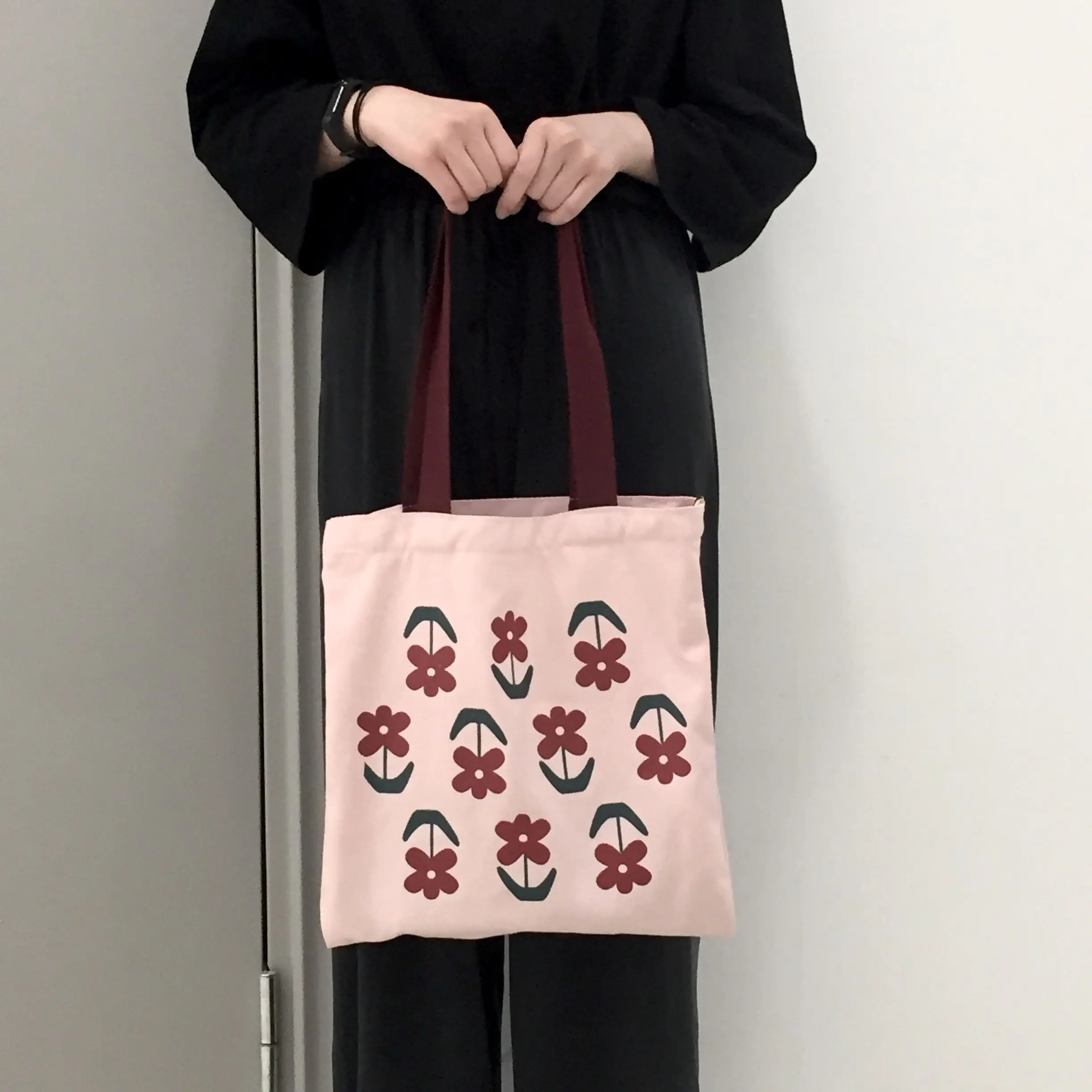 

Fashion Girls Student Book Shoulder Bags Casual Tote Large Capacity Ladies Reusable Shopping Bag Elegant Flower Women Canvas Bag
