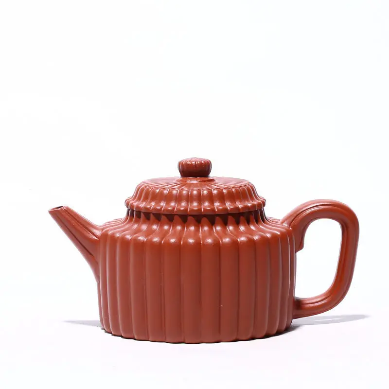 

Teapot Yixing Famous Pure Manual Dark-red Enameled Pottery Teapot Raw Ore Dezhong In Zhunijin Pattern Kung Fu Tea Have Place Of