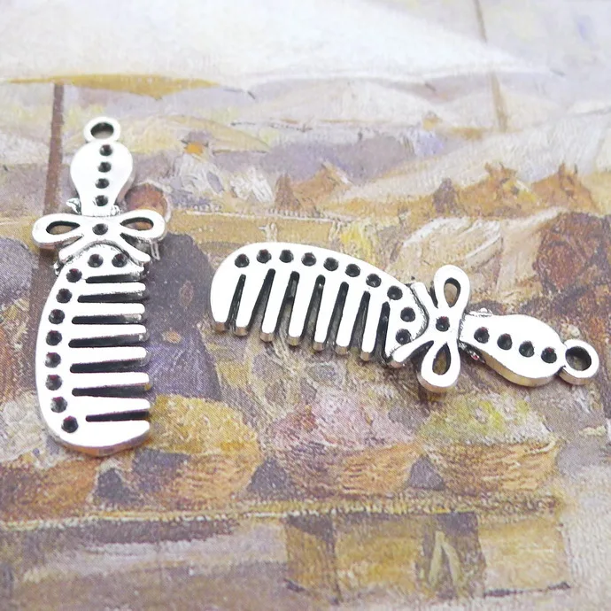 10 шт./лот 12 мм * 34 античная серебряная расческа Очаровательные Подвески для