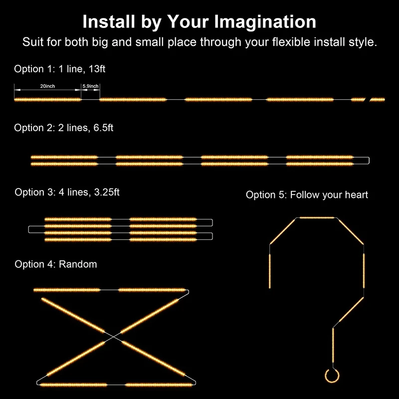 Комплект осветительных приборов для шкафа 8 шт. приклеивается в любом месте
