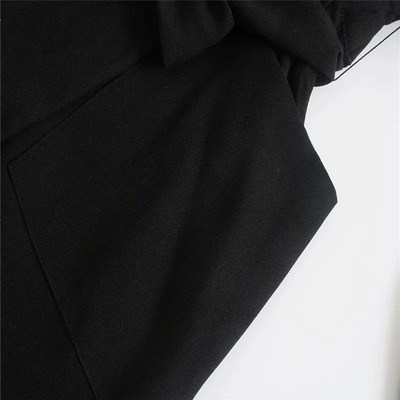 

Za 2021 Belted Blazer Dress Women Long Sleeve Elastic Waist Black Office Lady Dresses Woman Chic Patch Pockets Vintage Dress