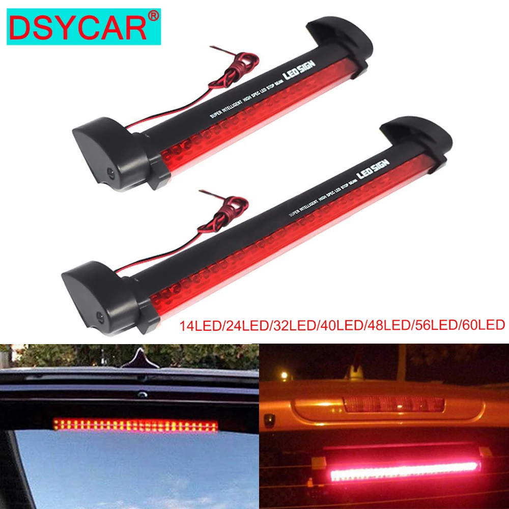 

DSYCAR 12V Red Car LED Third Brake Lights Bar Rear Parking Signal Lamp Truck High Mount Stop Warning Light Universal